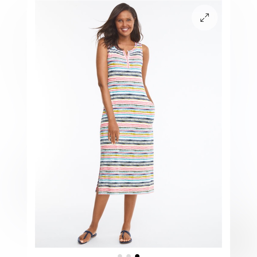 Talbots Painterly Stripe Henley Midi Dress. Size Medium.
